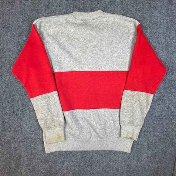 Vintage Soffe Sweats Wisconsin Crewneck Sweatshirt Grey Red Colorblock Large - Picture 5 of 6